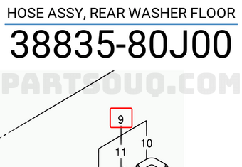 Suzuki 3883580J00 HOSE ASSY, REAR WASHER FLOOR