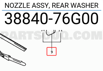 Suzuki 3884076G00 NOZZLE ASSY, REAR WASHER