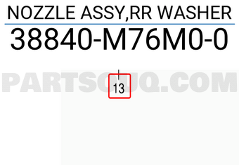 Suzuki 38840M76M00 NOZZLE ASSY,RR WASHER