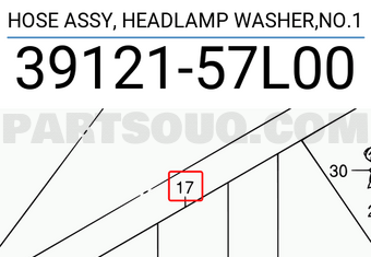 Suzuki 3912157L00 HOSE ASSY, HEADLAMP WASHER,NO.1