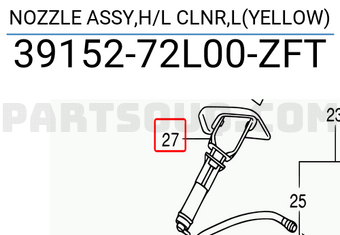 Suzuki 3915272L00ZFT NOZZLE ASSY,H/L CLNR,L(YELLOW)