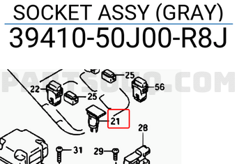 Suzuki 3941050J00R8J SOCKET ASSY (GRAY)