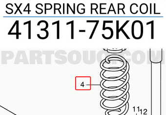 Suzuki 4131175K01 SX4 SPRING REAR COIL
