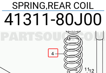 Suzuki 4131180J00 SPRING,REAR COIL
