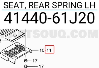 Suzuki 4144061J20 SEAT, REAR SPRING LH