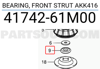 Suzuki 4174261M00 BEARING, FRONT STRUT AKK416