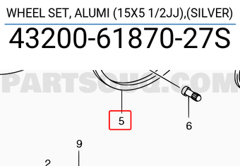 Suzuki 432006187027S WHEEL SET, ALUMI (15X5 1/2JJ),(SILVER)