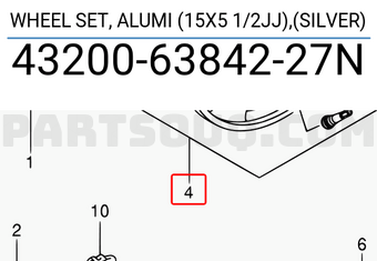Suzuki 432006384227N WHEEL SET, ALUMI (15X5 1/2JJ),(SILVER)