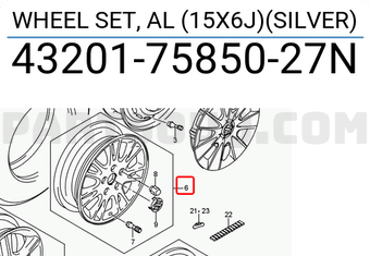 Suzuki 432017585027N WHEEL SET, AL (15X6J)(SILVER)