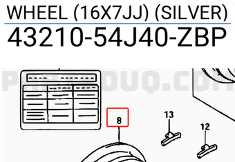 Suzuki 4321054J40ZBP WHEEL (16X7JJ) (SILVER)