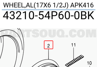 Suzuki 4321054P600BK WHEEL,AL(17X6 1/2J) APK416