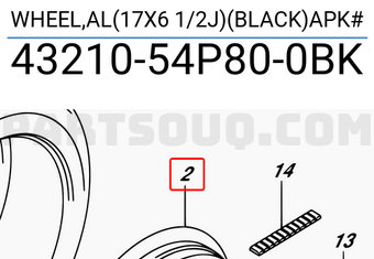 Suzuki 4321054P800BK WHEEL,AL(17X6 1/2J)(BLACK)APK#
