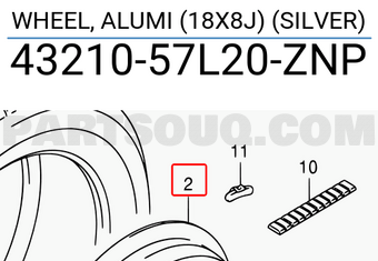 Suzuki 4321057L20ZNP WHEEL, ALUMI (18X8J) (SILVER)
