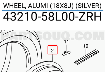 Suzuki 4321058L00ZRH WHEEL, ALUMI (18X8J) (SILVER)