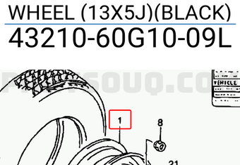 Suzuki 4321060G1009L WHEEL (13X5J)(BLACK)