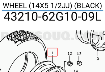 Suzuki 4321062G1009L WHEEL (14X5 1/2JJ) (BLACK)