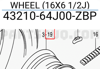 Suzuki 4321064J00ZBP WHEEL (16X6 1/2J)