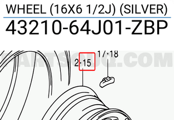 Suzuki 4321064J01ZBP WHEEL (16X6 1/2J) (SILVER)