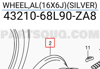 Suzuki 4321068L90ZA8 WHEEL,AL(16X6J)(SILVER)