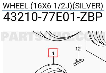 Suzuki 4321077E01ZBP WHEEL (16X6 1/2J)(SILVER)