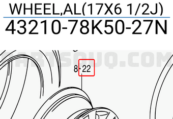Suzuki 4321078K5027N WHEEL,AL(17X6 1/2J)