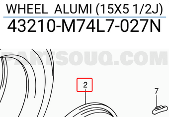 Suzuki 43210M74L7027N WHEEL ALUMI (15X5 1/2J)