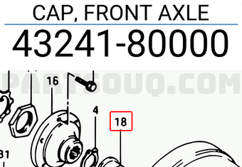 Suzuki 4324180000 CAP, FRONT AXLE