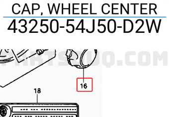 Suzuki 4325054J50D2W CAP, WHEEL CENTER