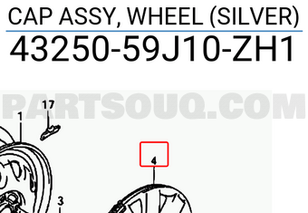 Suzuki 4325059J10ZH1 CAP ASSY, WHEEL (SILVER)
