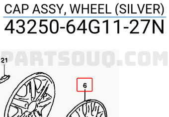 Suzuki 4325064G1127N CAP ASSY, WHEEL (SILVER)