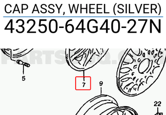 Suzuki 4325064G4027N CAP ASSY, WHEEL (SILVER)