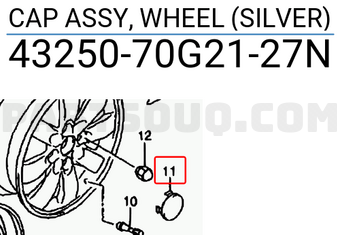 Suzuki 4325070G2127N CAP ASSY, WHEEL (SILVER)