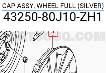 Suzuki 4325080J10ZH1 CAP ASSY, WHEEL FULL (SILVER)