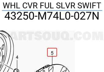 Suzuki 43250M74L0027N WHL CVR FUL SLVR SWIFT