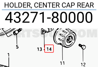 Suzuki 4327180000 HOLDER, CENTER CAP REAR
