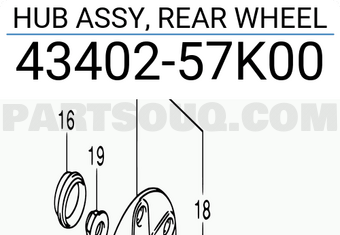 Suzuki 4340257K00 HUB ASSY, REAR WHEEL