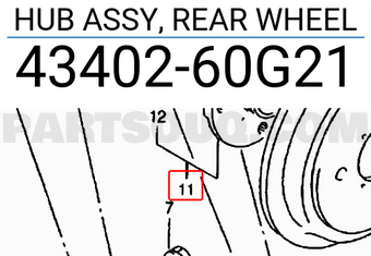 Suzuki 4340260G21 HUB ASSY, REAR WHEEL