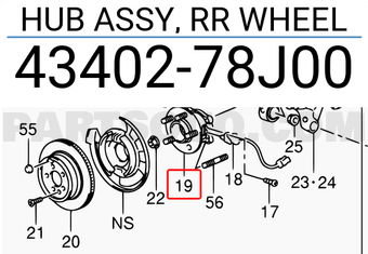 Suzuki 4340278J00 HUB ASSY, RR WHEEL