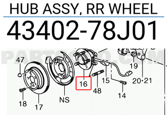 Suzuki 4340278J01 HUB ASSY, RR WHEEL