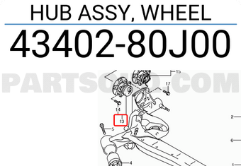 Suzuki 4340280J00 HUB ASSY, WHEEL