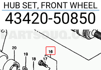 Suzuki 4342050850 HUB SET, FRONT WHEEL