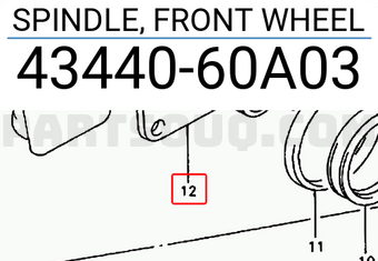 Suzuki 4344060A03 SPINDLE, FRONT WHEEL