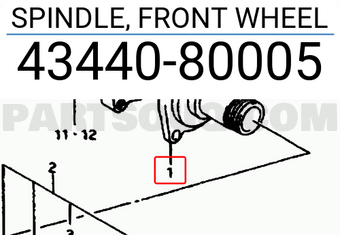 Suzuki 4344080005 SPINDLE, FRONT WHEEL
