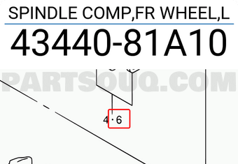 Suzuki 4344081A10 SPINDLE COMP,FR WHEEL,L