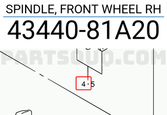 Suzuki 4344081A20 SPINDLE, FRONT WHEEL RH