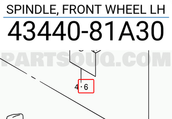 Suzuki 4344081A30 SPINDLE, FRONT WHEEL LH