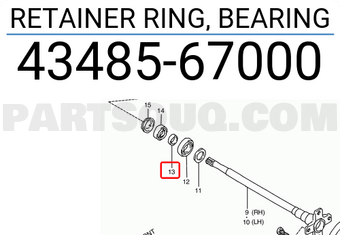 Suzuki 4348567000 RETAINER RING, BEARING
