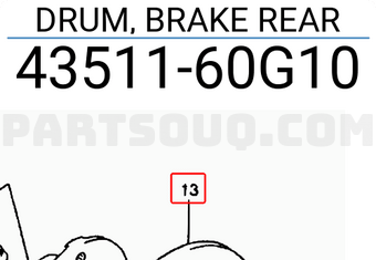 Suzuki 4351160G10 DRUM, BRAKE REAR