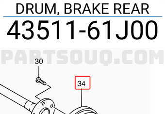 Suzuki 4351161J00 DRUM, BRAKE REAR