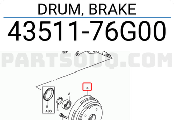 Suzuki 4351176G00 DRUM, BRAKE
